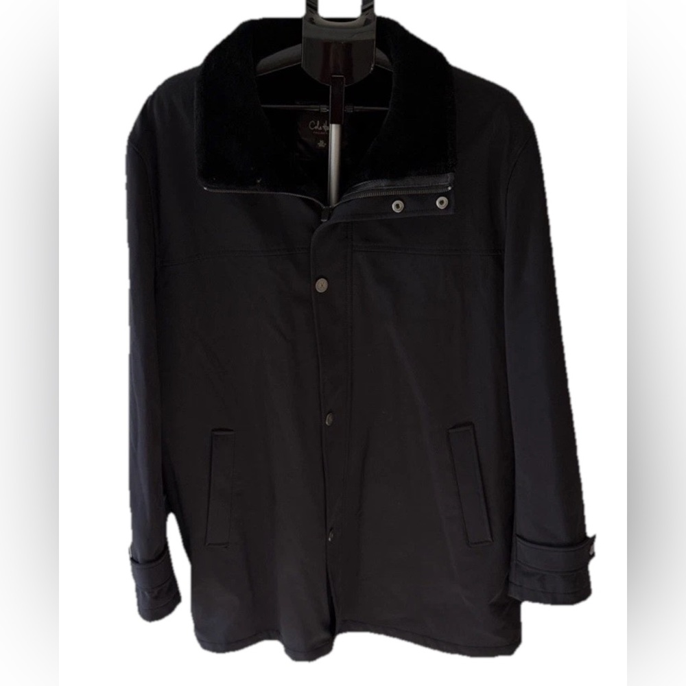 Cole Haan Collection Men’s Black Coat Faux Fur Thermore Lining Size XL